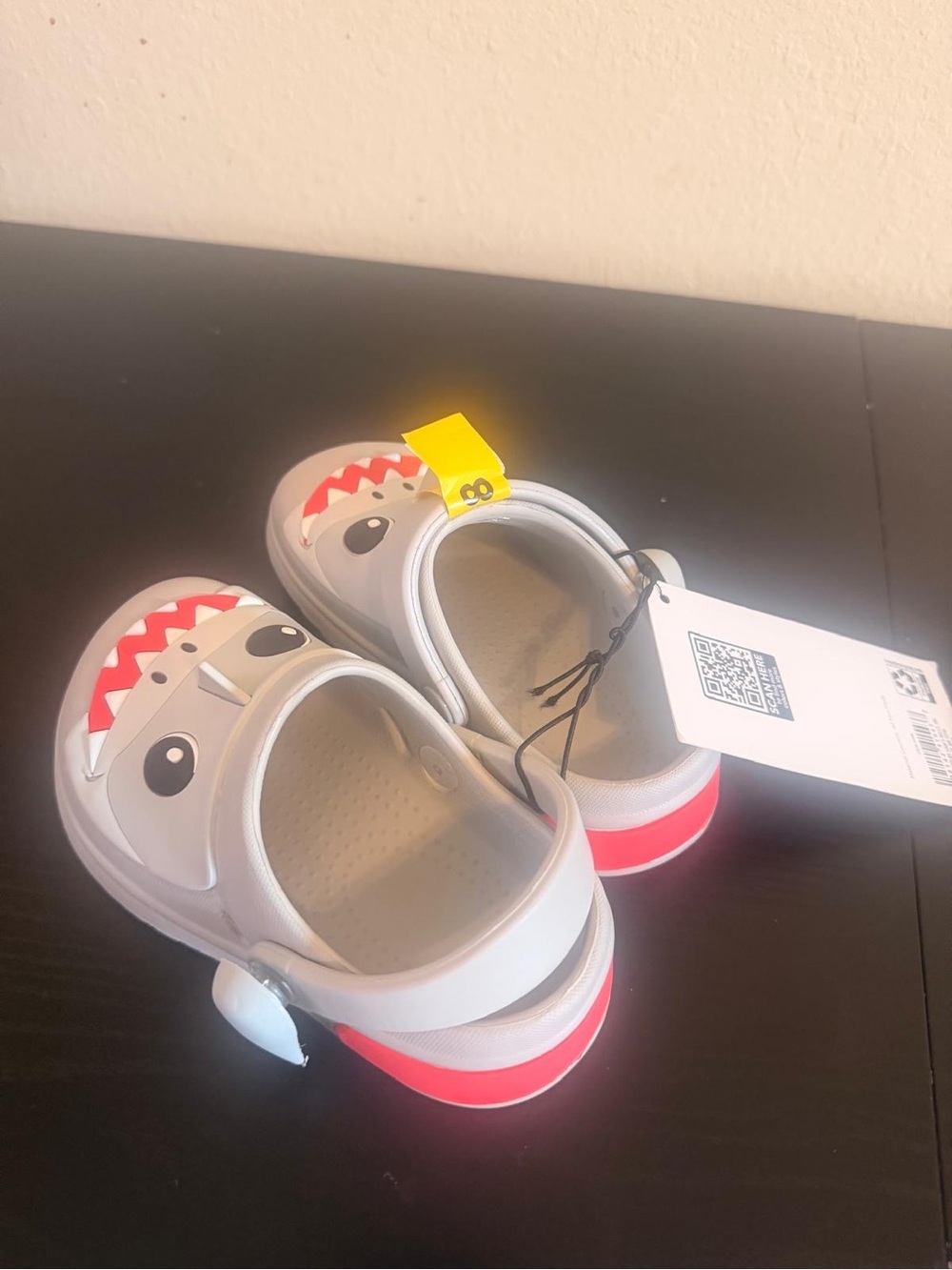 Kids Shark Clog Sandals in Gray and Red